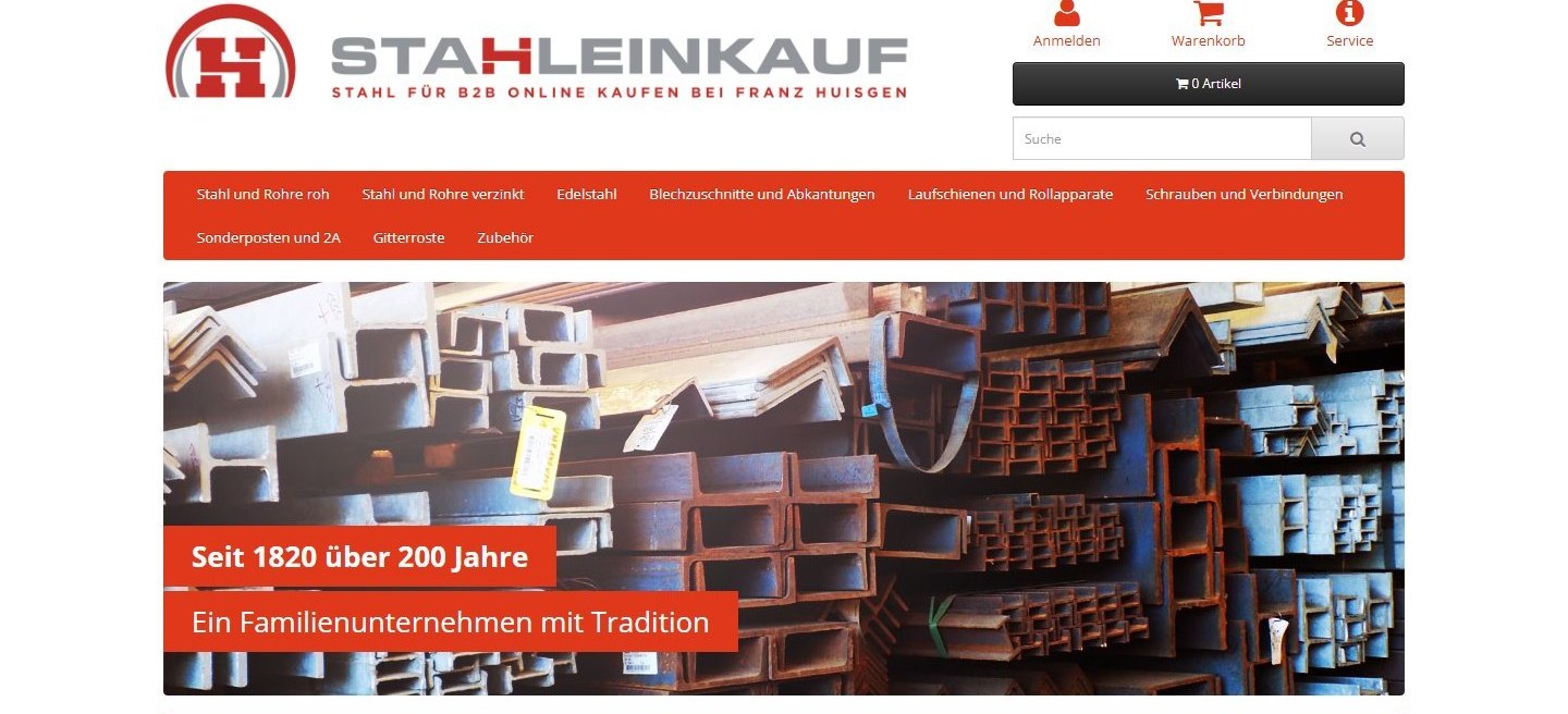 Screenshot of the Stahleinkauf.de homepage