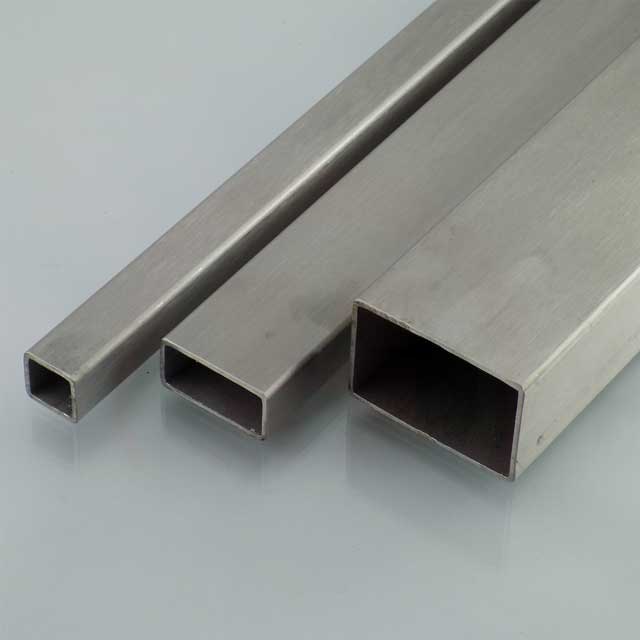 Ground stainless steel rectangular tube in the Franz Huisgen warehouse